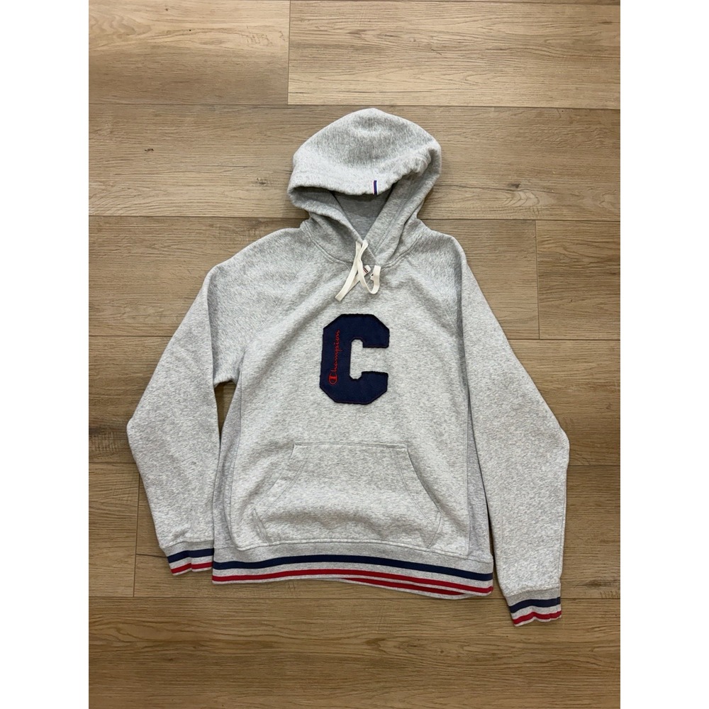 Champion Hoodie Women's Large Gray Varsity C Logo Pullover Sweatshirt Athletic